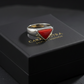 Triangular shaped 8ct Natural Red Coral (Moonga) | 925 Sterling Silver Oxidized Ring | With Certificate of Authenticity and 925 Hallmark