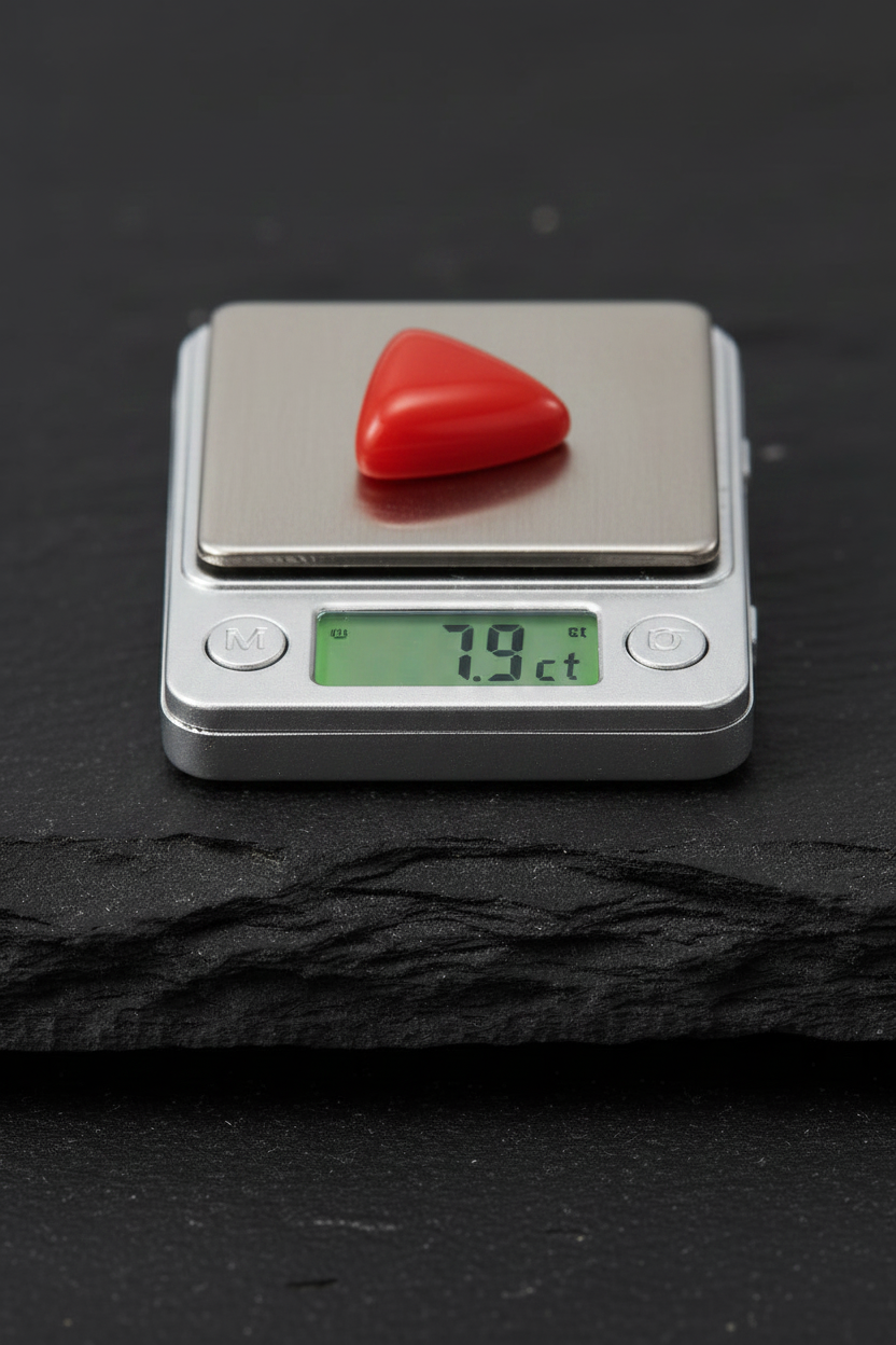 Triangular shaped 8ct Natural Red Coral (Moonga) | 925 Sterling Silver Oxidized Ring | With Certificate of Authenticity and 925 Hallmark