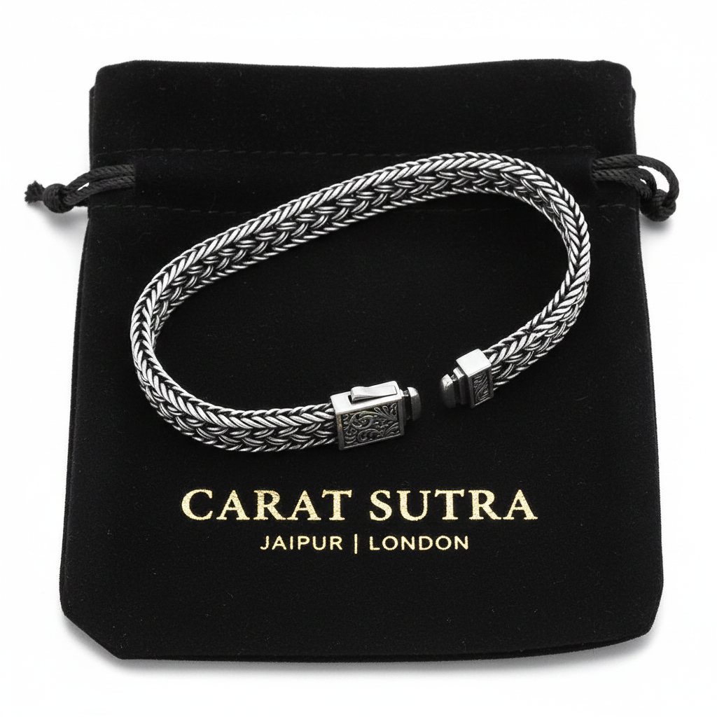 RARE PRINCE by CARAT SUTRA | Classic Chain Ring Clasp Bracelet for Men | 925 Sterling Silver Bracelet