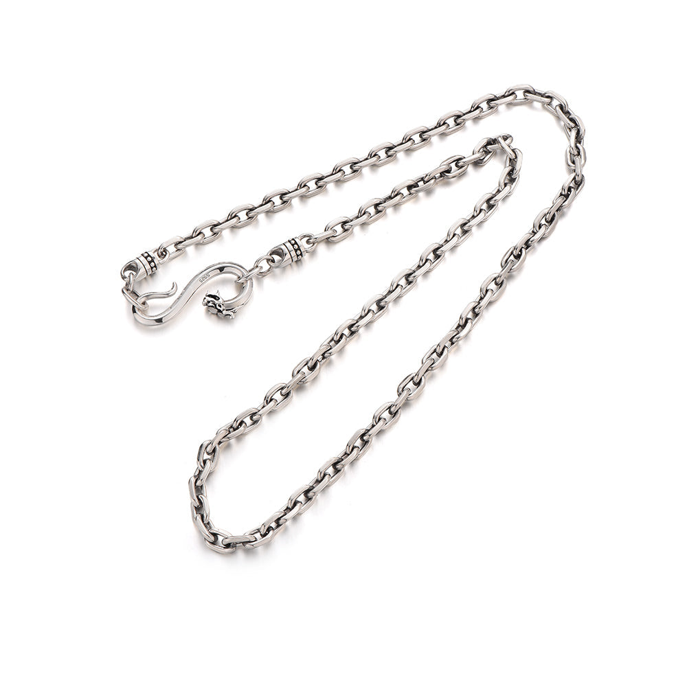 RARE PRINCE by CARAT SUTRA | 3mm wide vintage Dragon Infinity link chain, Oxidised Finish | 925 Sterling Silver Chain | With Certificate of Authenticity and 925 Hallmark - caratsutra
