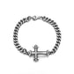 Matt Finish Unique Minimalist Cross Bracelet for Men | 925 Oxidized Silver Bracelet