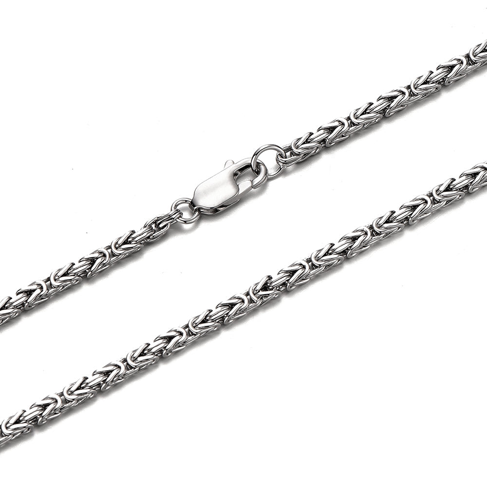 Solid 2.5mm Byzantine Link Chain | 925 Sterling Silver Chain | With Certificate of Authenticity and 925 Hallmark - caratsutra