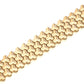 22k Gold Plated, 3 Row, 18mm Wide Solid Armor Bracelet Studded with/without Swarovski Diamond | 999 Sterling Silver
