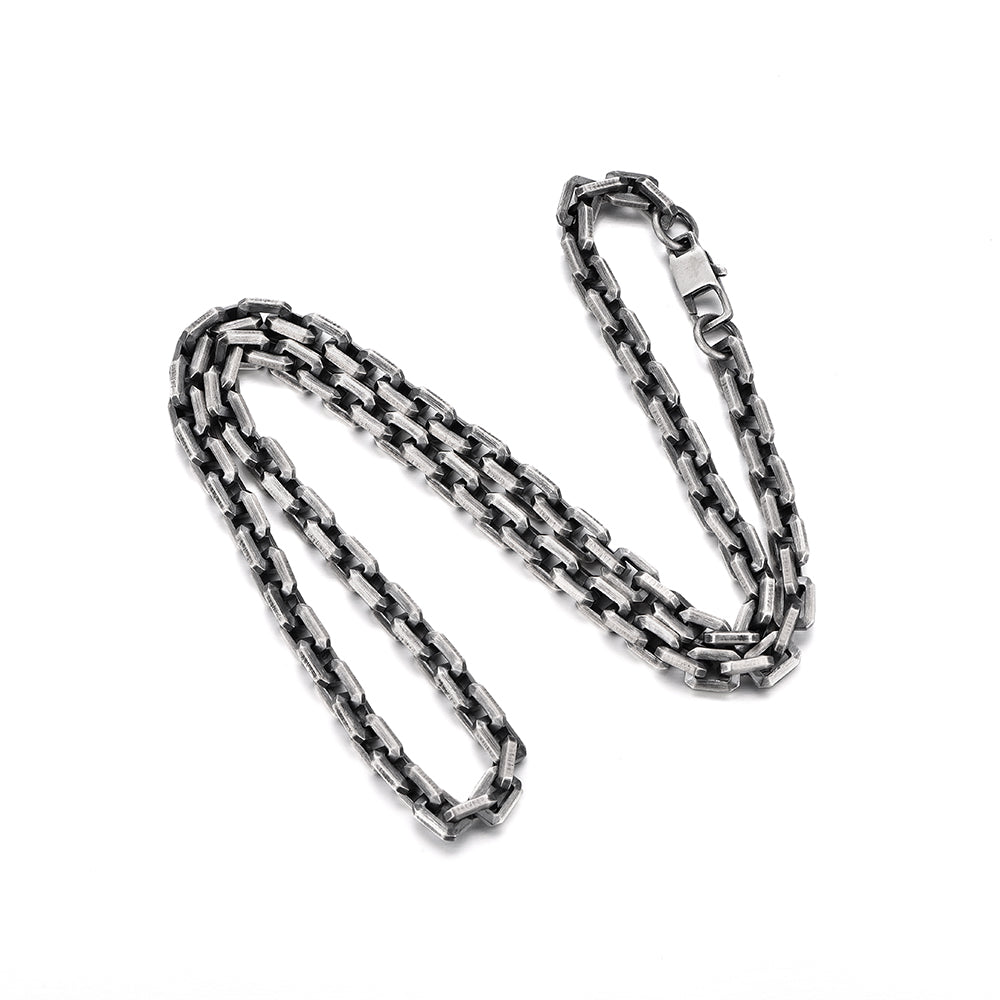RARE PRINCE by CARAT SUTRA | Matt Finish, 6mm Wide Oxidised Elongated link Chain | 925 Sterling Silver Chain | With Certificate of Authenticity and 925 Hallmark