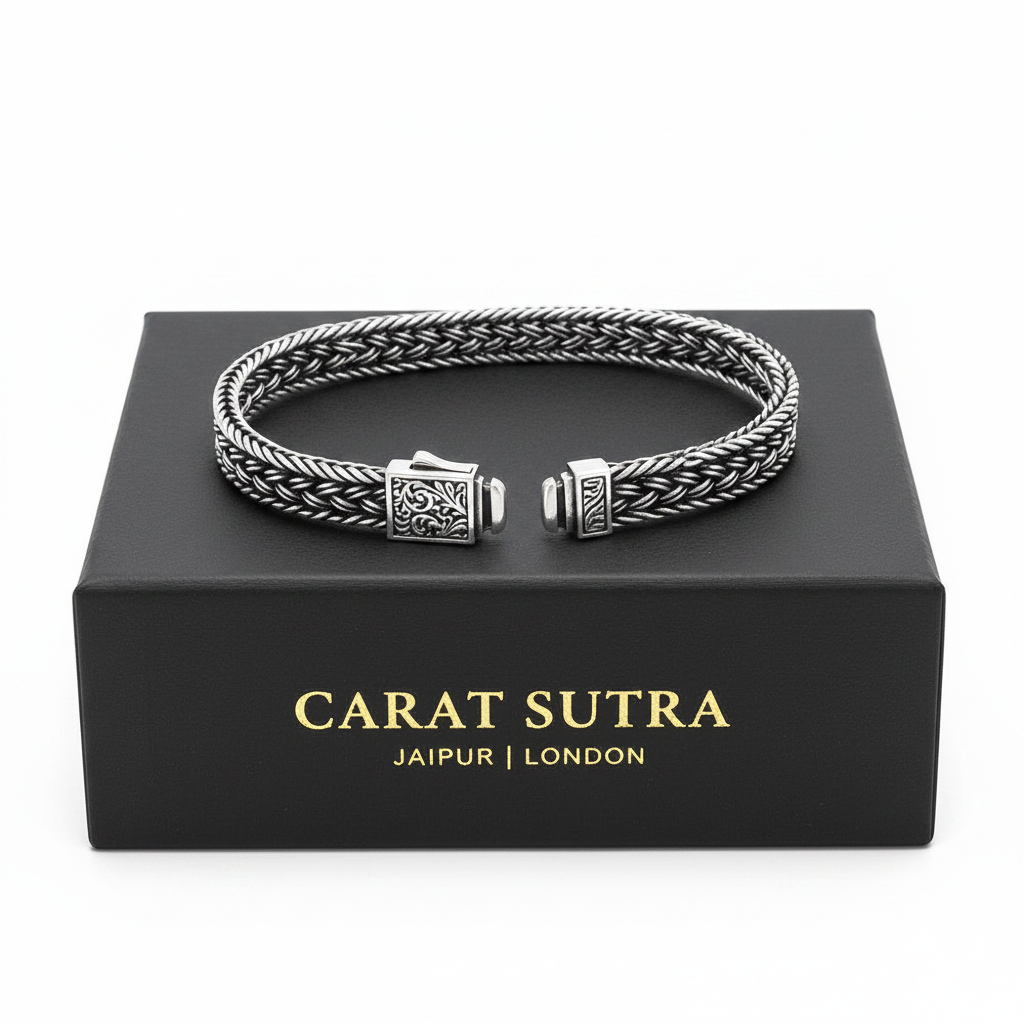 RARE PRINCE by CARAT SUTRA | Classic Chain Ring Clasp Bracelet for Men | 925 Sterling Silver Bracelet