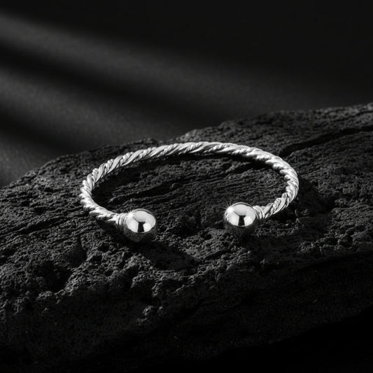 Ball Rope Bangle| Adjustable Modern Style Bangle/kadaa/Handcuff | 925 Sterling Silver - caratsutra