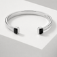 black and Blue Spinel Stone Adjustable Cuff Style Bangle/kadaa | 925 Sterling Silver Bracelet | With Certificate of Authenticity and 925 Hallmark