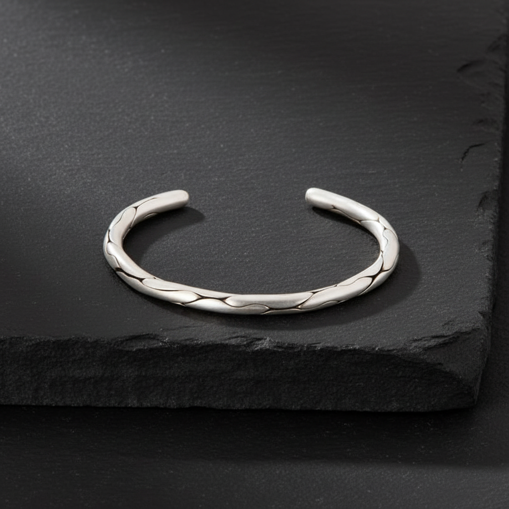Infinity bangle | Matt / Shiny Finish Adjustable Cuff Style Bangle / kadaa | 925 Sterling Silver