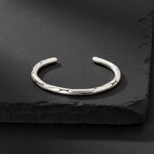 Infinity bangle | Matt / Shiny Finish Adjustable Cuff Style Bangle / kadaa | 925 Sterling Silver - caratsutra