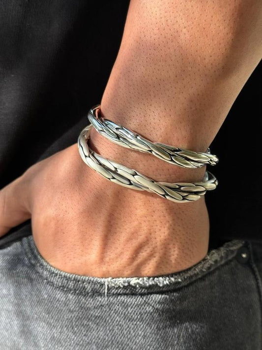 Double Infinity Bangle| Adjustable Modern Style Bangle/kadaa/Handcuff | 925 Sterling Silver - caratsutra
