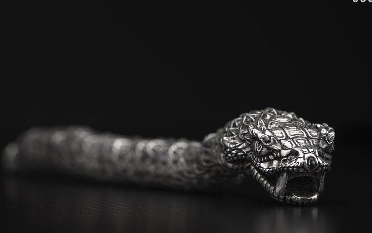 RARE PRINCE by CARAT SUTRA | Unique Oxidized Snake Bracelet | 925 Sterling Silver Oxidized Bracelet | Unisex Jewelry | With Certificate of Authenticity and 925 Hallmark