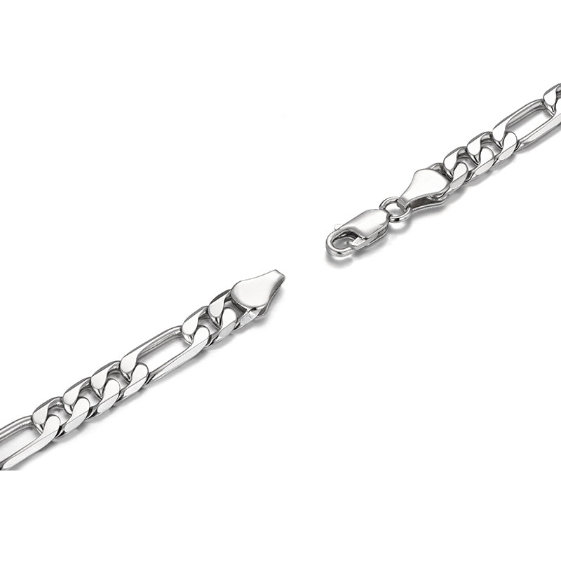 7mm Figaro Chain Bracelet | 925 Sterling Silver Bracelet | With Certificate of Authenticity and 925 Hallmark