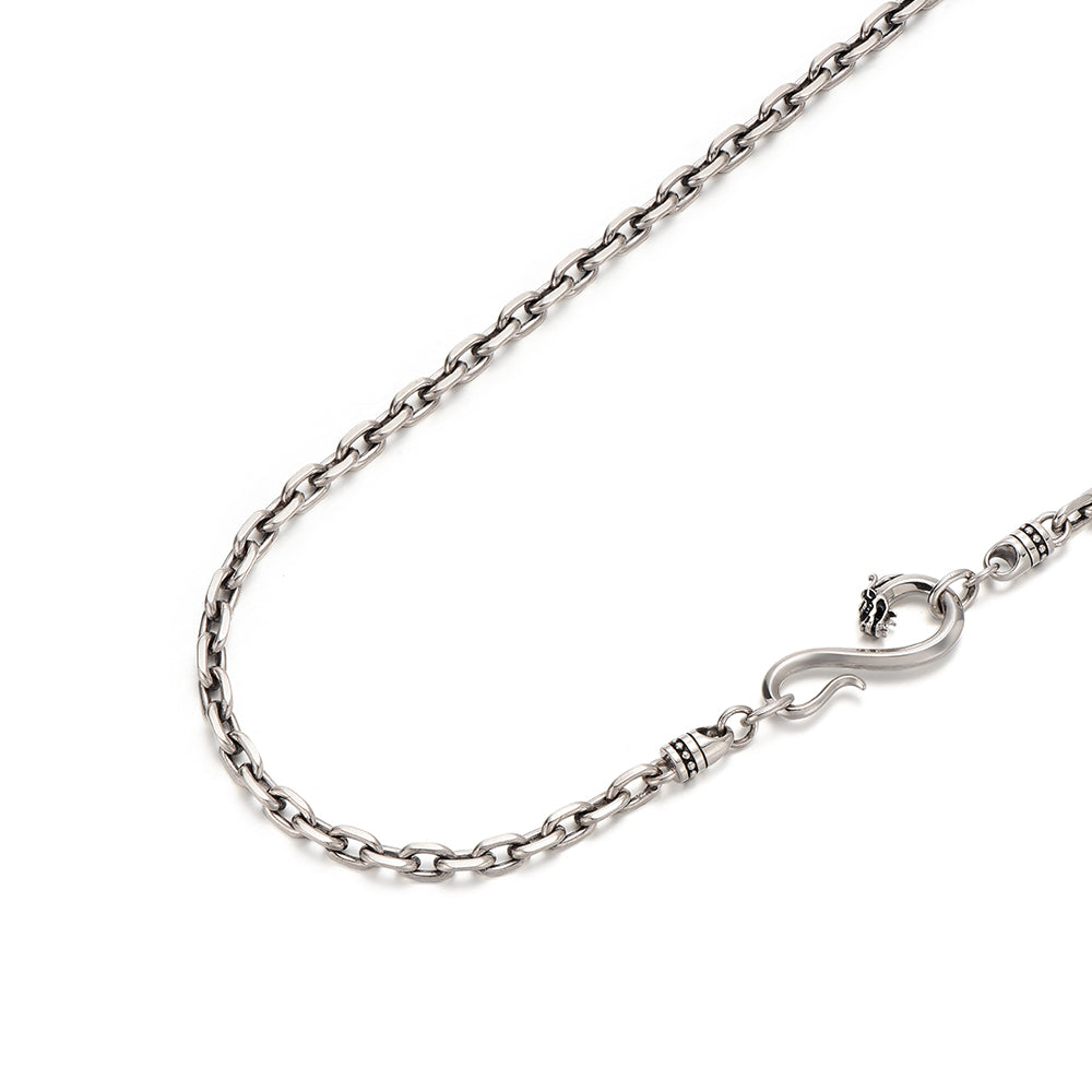 RARE PRINCE by CARAT SUTRA | 3mm wide vintage Dragon Infinity link chain, Oxidised Finish | 925 Sterling Silver Chain | With Certificate of Authenticity and 925 Hallmark - caratsutra