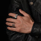 Square Emblem Silver Band | 925 Sterling, studded with Original Ruby