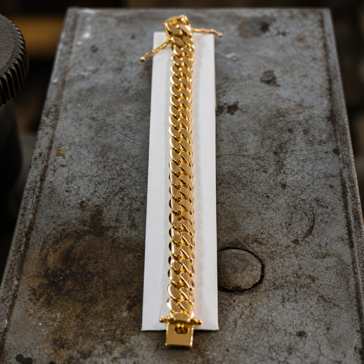 RARE PRINCE by CARAT SUTRA | 14mm Wide Solid Miami Cuban Link Bracelet | 22kt Gold Micron Plated 925 Sterling Silver Bracelet | Men's Jewelry | With Certificate of Authenticity and 925 Hallmark - caratsutra