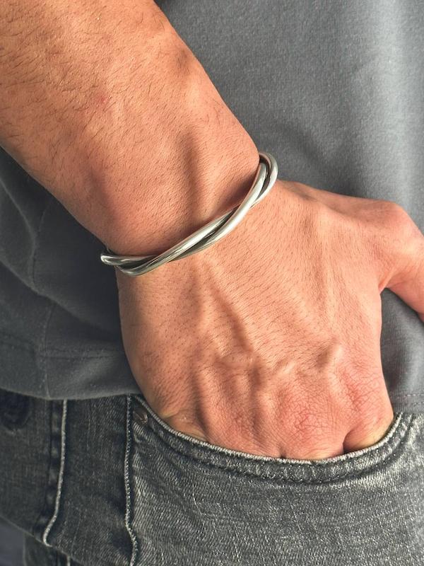 Twisted Rope Bangle| Adjustable Modern Style Bangle/kadaa/Handcuff | 925 Sterling Silver