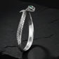 Adjustable 3D Snake Bangle Bracelet with Natural Emerald Stone Eyes | 925 Sterling Silver