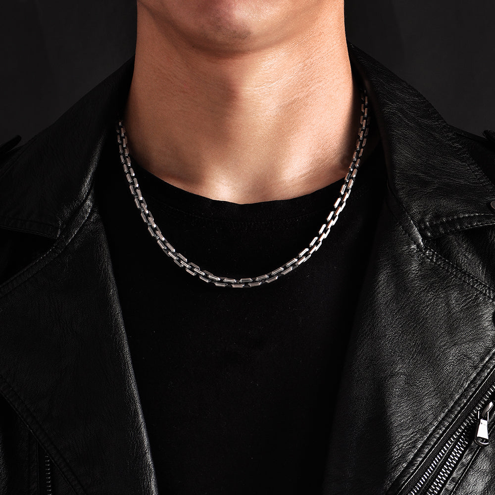 RARE PRINCE by CARAT SUTRA | Matt Finish, 6mm Wide Oxidised Elongated link Chain | 925 Sterling Silver Chain | With Certificate of Authenticity and 925 Hallmark
