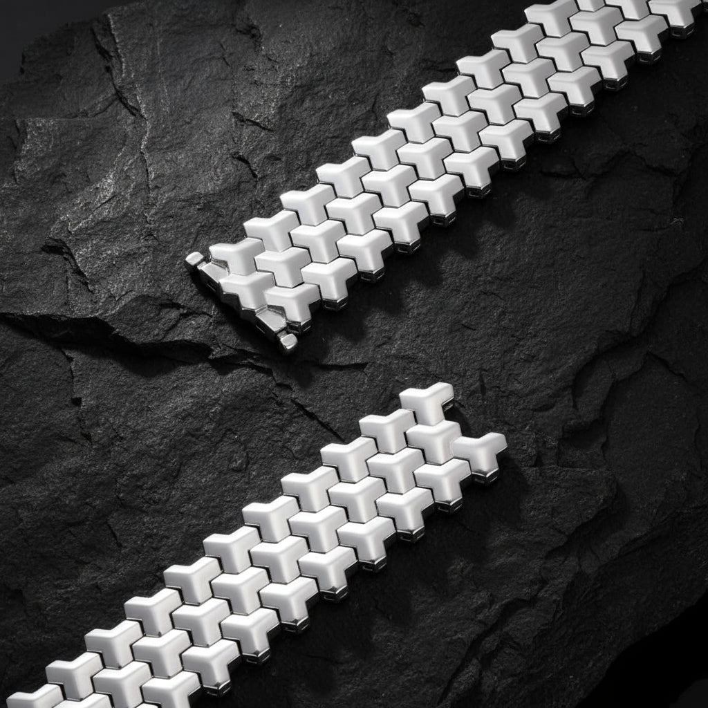 3 Row, 18mm Wide Solid Armor Bracelet Studded with/without Swarovski Diamond | 999 Sterling Silver | With Certificate of Authenticity and 925 Hallmark