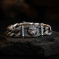 Vintage Beast Oxidized Tiger Face Cuban Link Bracelet | 925 Sterling Silver, Studded with Red Zircon Eyes