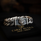 Vintage Beast Oxidized Tiger Face Cuban Link Bracelet | 925 Sterling Silver, Studded with Red Zircon Eyes