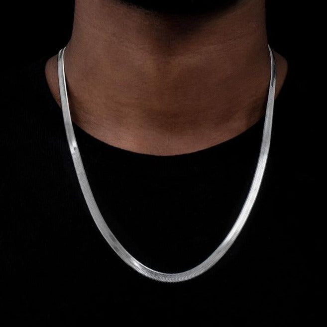 Minimalist Flat 5mm Snake Chain | 925 Sterling Silver Chain | With Certificate of Authenticity and 925 Hallmark - caratsutra