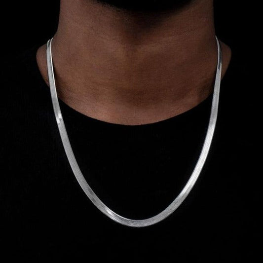 Minimalist Flat 5mm Snake Chain | 925 Sterling Silver Chain | With Certificate of Authenticity and 925 Hallmark - caratsutra