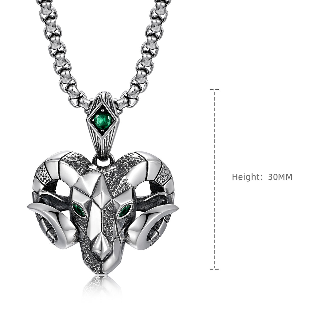 RARE PRINCE by CARAT SUTRA | Unique Designed Horned Ram Pendant for Aries Zodiac for Men | 925 Sterling Silver Oxidized Pendant with Hallmark - caratsutra