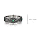 Vintage Celtic Knot Band studded with 4 Marquise Shaped Natural Emerald, Oxidized Sterling Silver 925 Ring