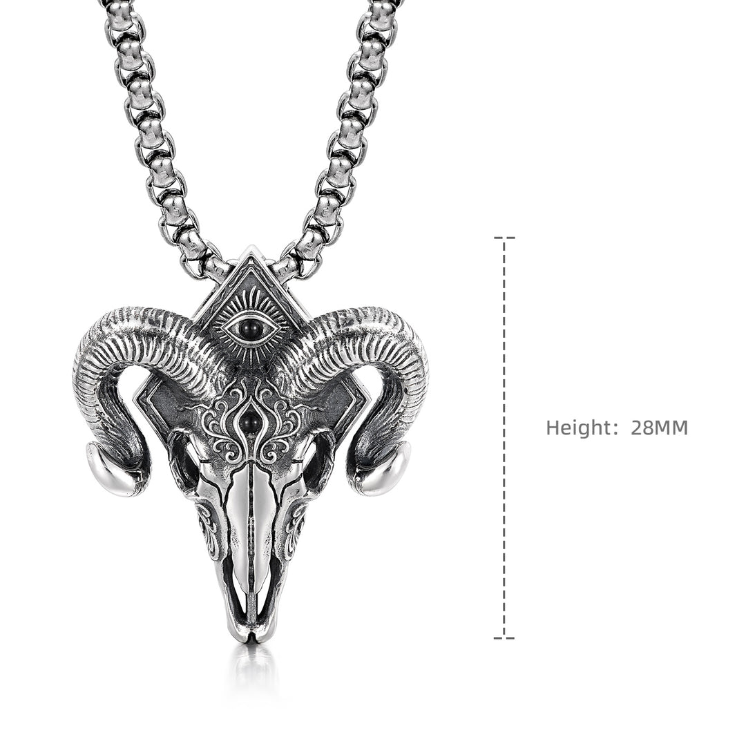 RARE PRINCE by CARAT SUTRA | Unique Designed Horned Ram Pendant for Aries Zodiac for Men | 925 Sterling Silver Oxidized Pendant with Hallmark - caratsutra