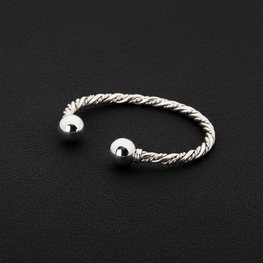 Ball Rope Bangle| Adjustable Modern Style Bangle/kadaa/Handcuff | 925 Sterling Silver - caratsutra