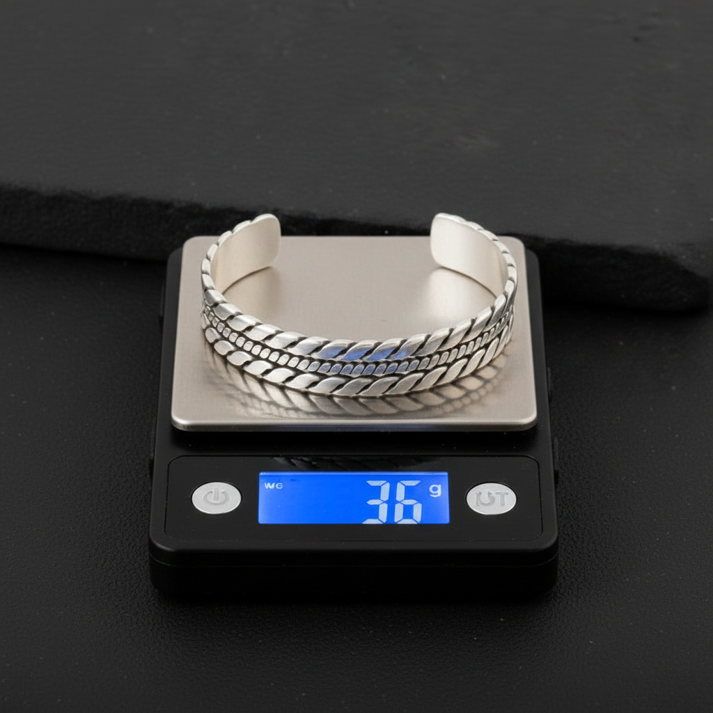 Handwoven bangle | Matt / Shiny Finish Adjustable Cuff Style Bangle / kadaa | 925 Sterling Silver