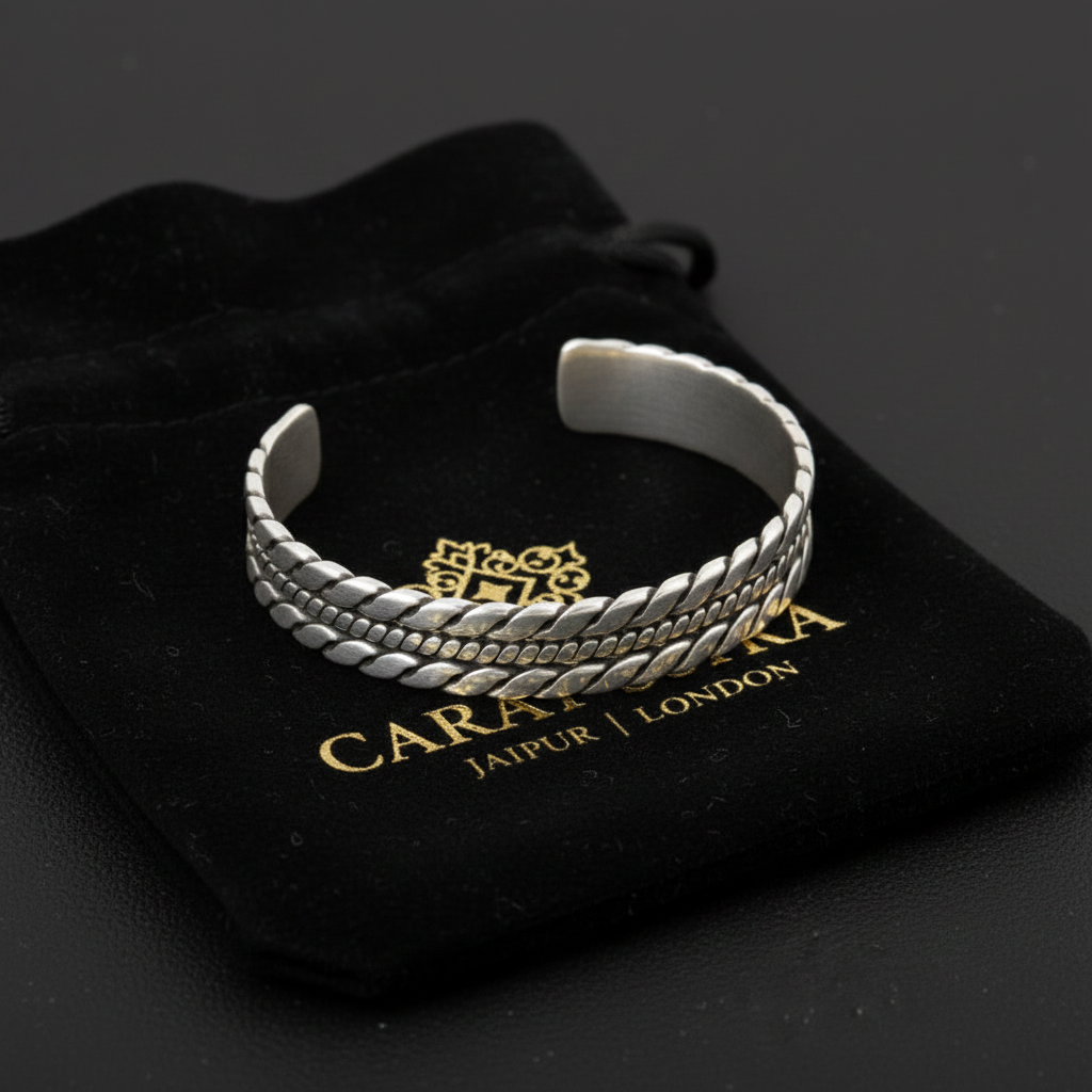 Handwoven bangle | Matt / Shiny Finish Adjustable Cuff Style Bangle / kadaa | 925 Sterling Silver