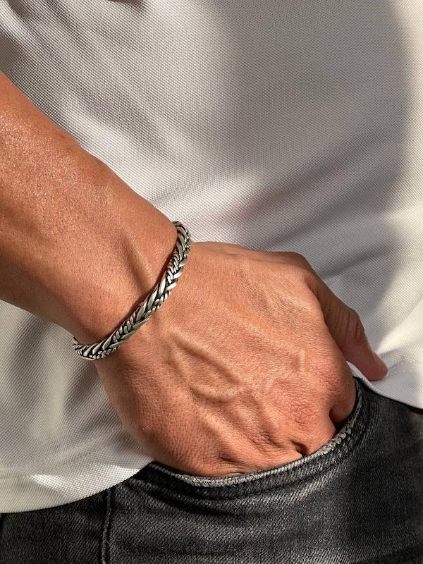 Handwoven Rope bangle | Matt / Shiny Finish Adjustable Cuff Style Bangle / kadaa | 925 Sterling Silver