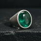 Matt Finish, Classic Style Ring with Natural Zambian Emerald Stone, Cabochon cut | 925 Sterling Silver | With Certificate of Authenticity and 925 Hallmark