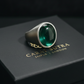 Matt Finish, Classic Style Ring with Natural Zambian Emerald Stone, Cabochon cut | 925 Sterling Silver | With Certificate of Authenticity and 925 Hallmark