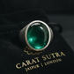 Matt Finish, Classic Style Ring with Natural Zambian Emerald Stone, Cabochon cut | 925 Sterling Silver | With Certificate of Authenticity and 925 Hallmark