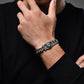 Vintage Beast Oxidized Tiger Face Cuban Link Bracelet | 925 Sterling Silver, Studded with Red Zircon Eyes