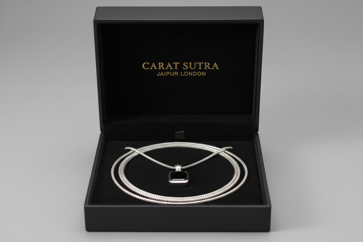 RARE PRINCE by CARAT SUTRA | Unique Designed Silver Pendant in Natural Black Onyx for Men, 925 Sterling Silver Pendant | Men's Jewelry | With Certificate of Authenticity and 925 Hallmark