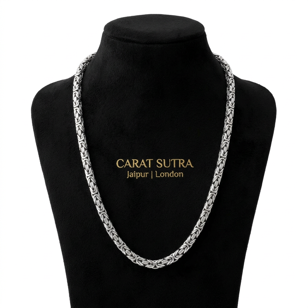 Solid 8mm Byzantine Heavy Link Chain | 925 Sterling Silver Chain with Hallmark