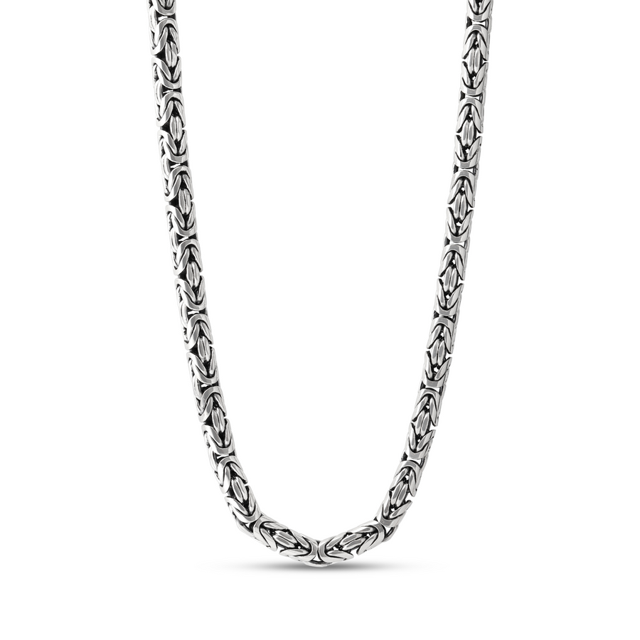 Solid 8mm Byzantine Heavy Link Chain | 925 Sterling Silver Chain with Hallmark