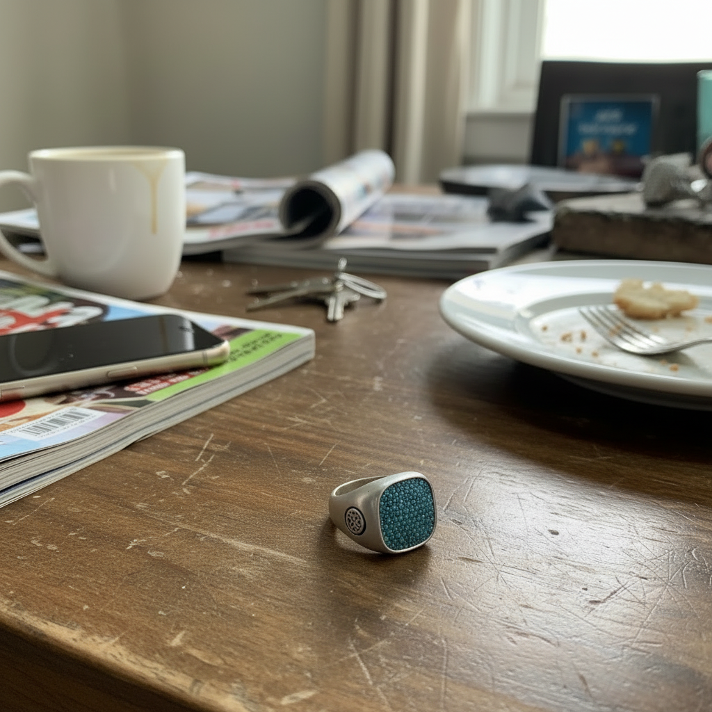 RARE PRINCE by CARAT SUTRA | Unique Designed Turkish Style Ring with Multiple Natural Turquoise Stone Ring | 925 Sterling Silver Oxidized Ring | Men's Jewelry | With Certificate of Authenticity and 925 Hallmark