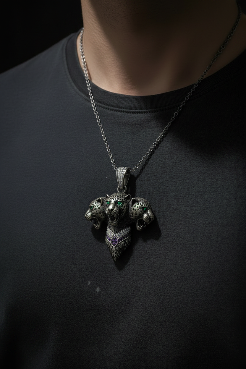 Unique Designed Jaguar Pendant for Men | 925 Sterling Silver Oxidized Pendant | With Certificate of Authenticity and 925 Hallmark