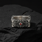 Square Emblem Silver Band | 925 Sterling, studded with Original Ruby