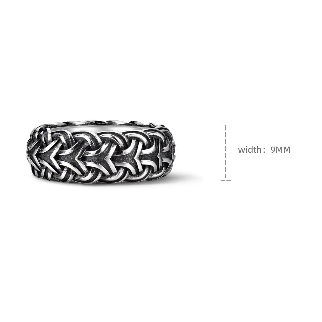 Braided Wheat Designed Solid Band Ring | 925 Sterling Silver Oxidized Ring