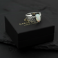 RARE PRINCE by CARAT SUTRA | Exclusive Feather Band studded with Natural Blue Sapphire, Oxidized Sterling Silver 925 Ring | With Certificate of Authenticity and 925 Hallmark - caratsutra