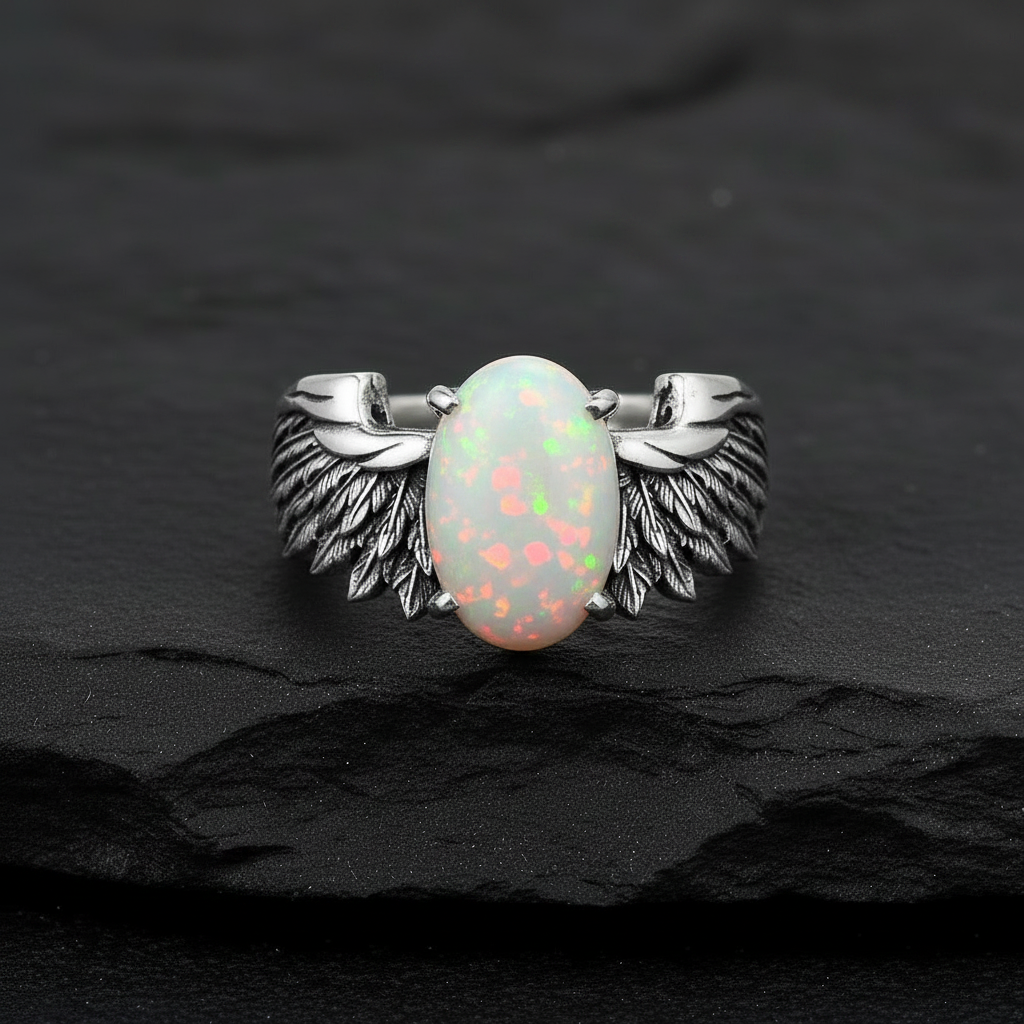 RARE PRINCE by CARAT SUTRA | Exclusive Feather Band studded with Natural Blue Sapphire, Oxidized Sterling Silver 925 Ring | With Certificate of Authenticity and 925 Hallmark - caratsutra
