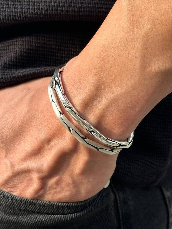Infinity bangle | Matt / Shiny Finish Adjustable Cuff Style Bangle / kadaa | 925 Sterling Silver