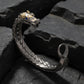 RARE PRINCE by CARAT SUTRA |  Naga Oxidized Dragon Bracelet with Blue Eyes in Gun Metal Finish | 925 Sterling Silver Oxidized Bracelet | Unisex Jewelry | With Certificate of Authenticity and 925 Hallmark