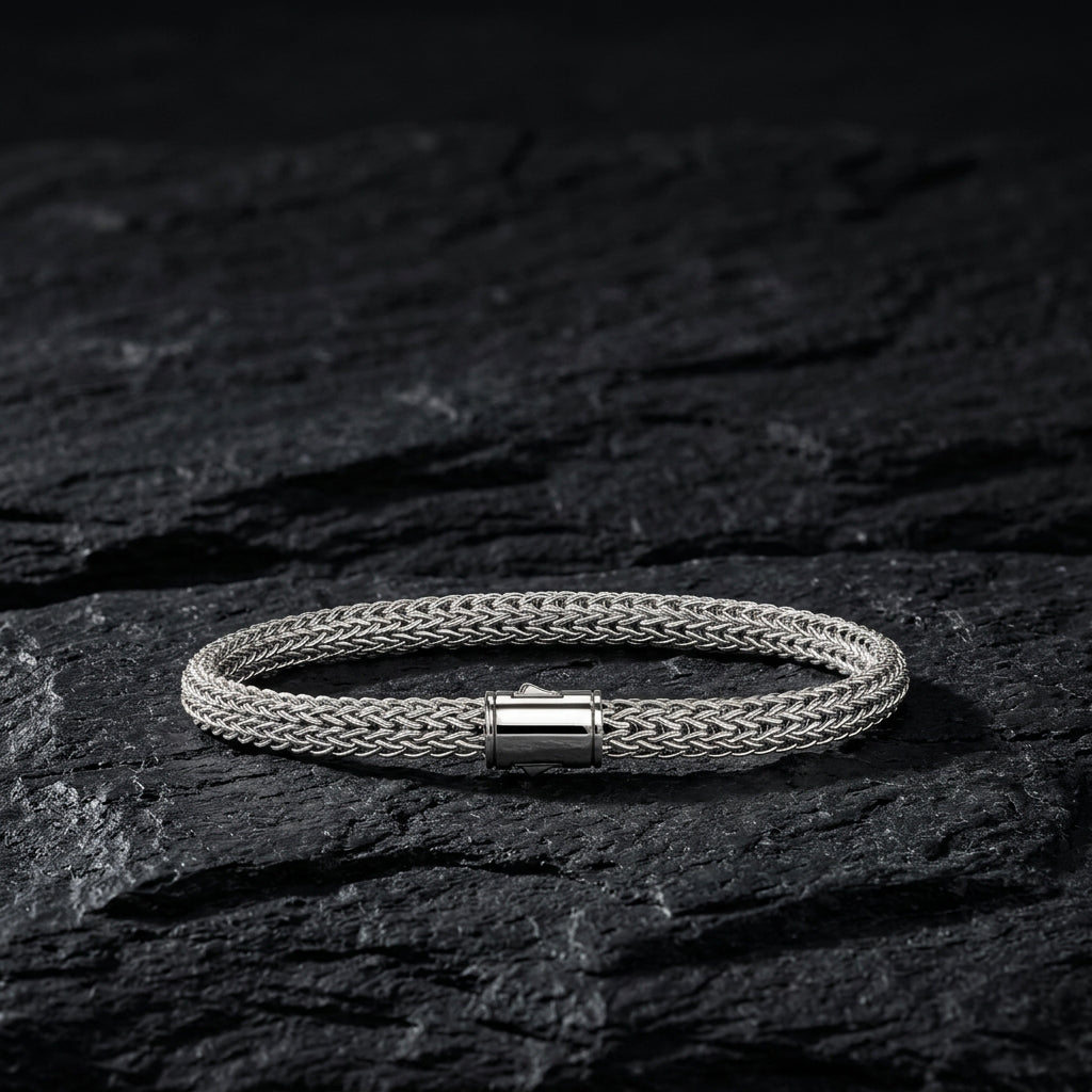 8mm Classic Handwoven Chain Bracelet for Men | 925 Sterling Silver with Hallmark